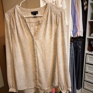 Adrienne Vittadini Cream Patterned Blouse